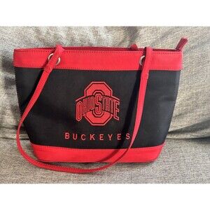 Sandol Ohio State University OSU Buckeyes Purse Red Black Double Handles Zip